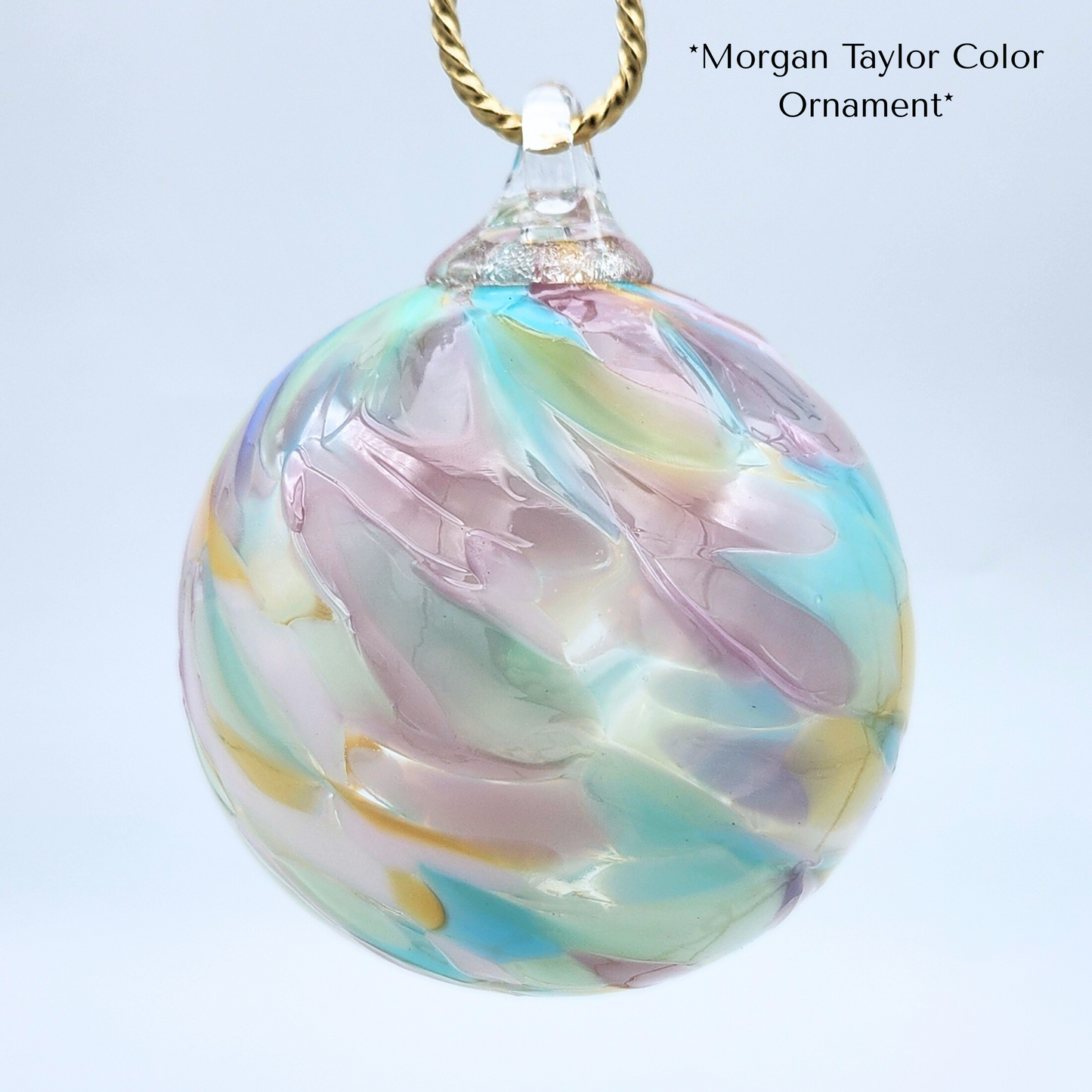 Morgan/Taylor Glass Float – Handblown Pastel Ornament in Blue, Purple & Pink