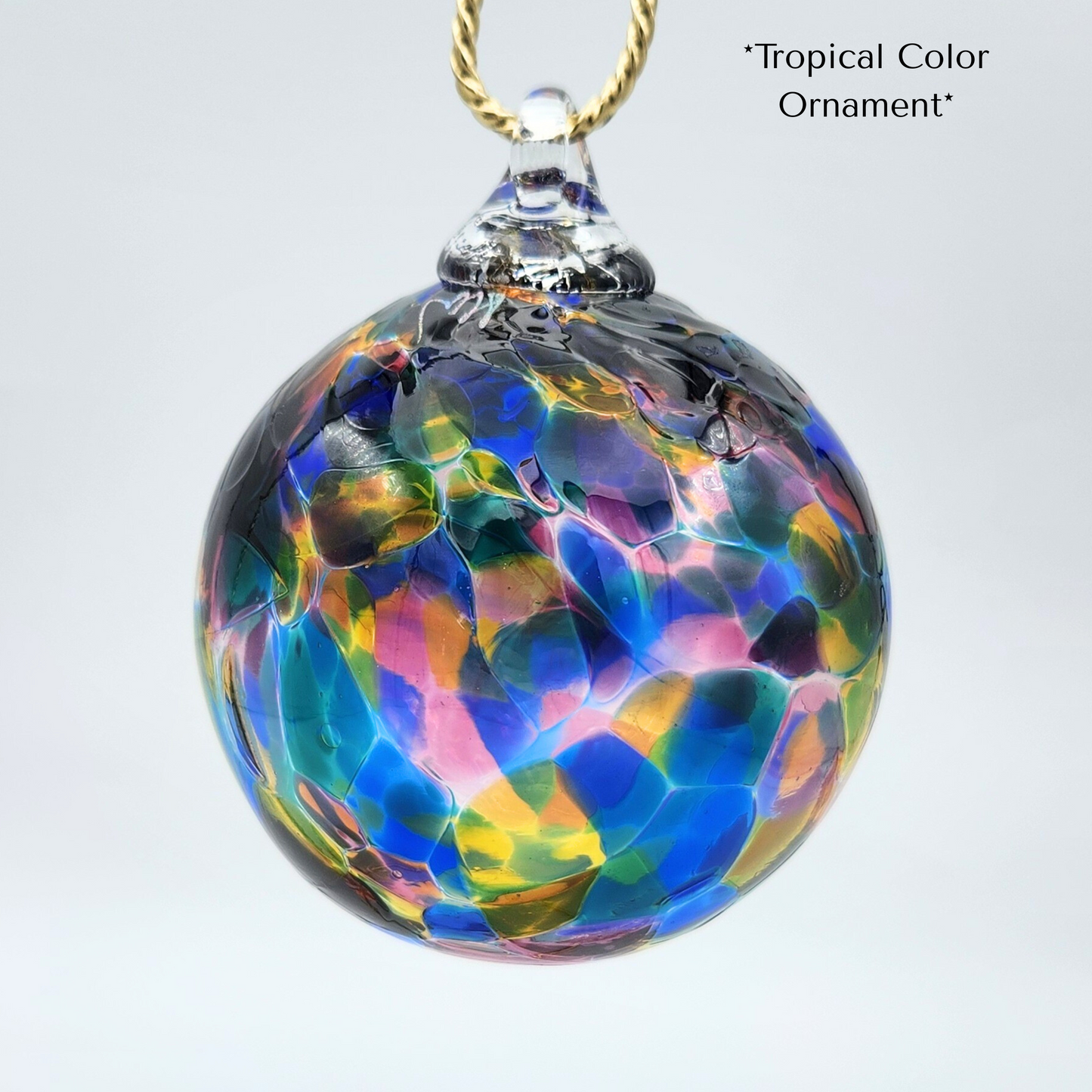 Tropical Glass Float – Pink, Blue & Green Handblown Ornament