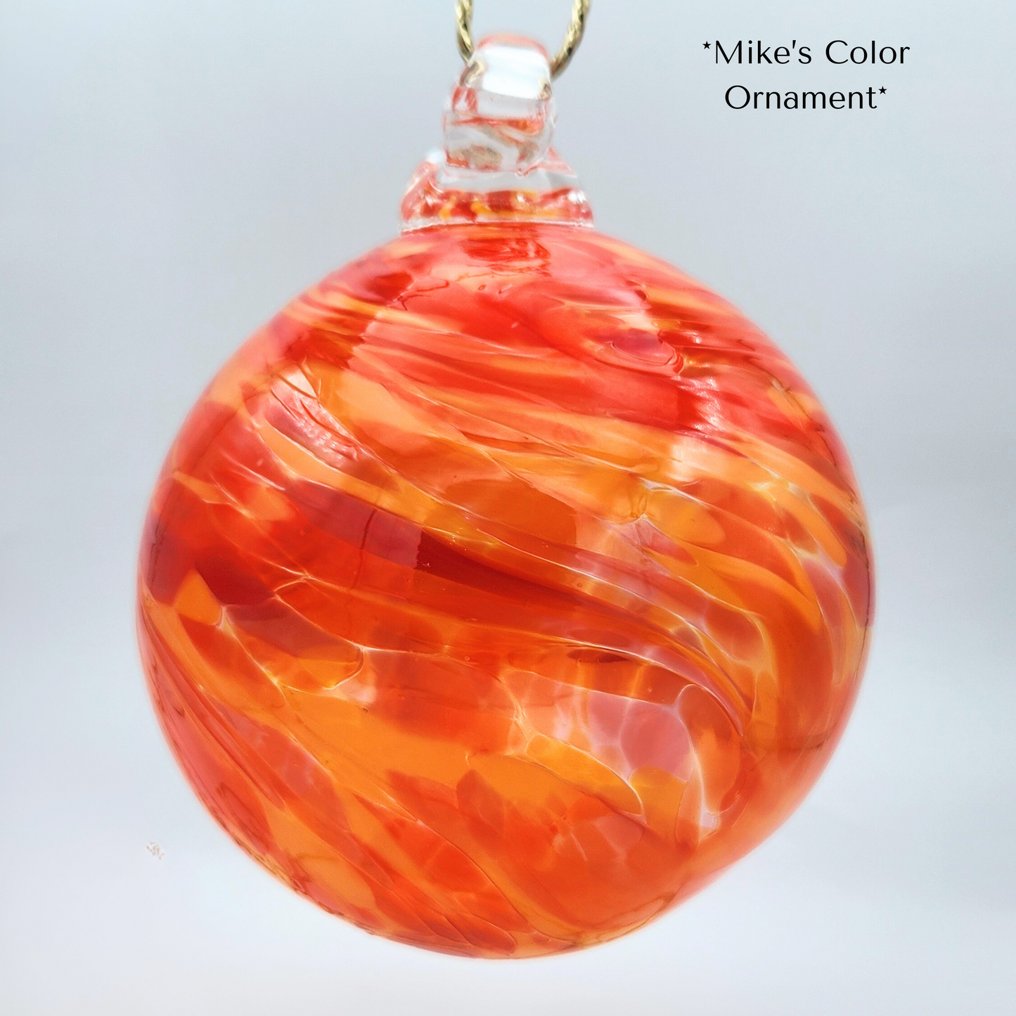 Mike’s Mix Glass Float – Handblown Orange Ornament