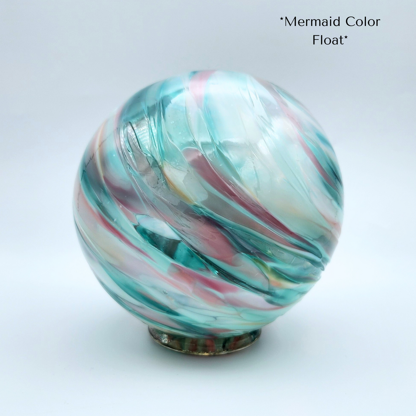 Mermaid Glass Float – Handblown Ornament in Pink, Light Blue & Teal
